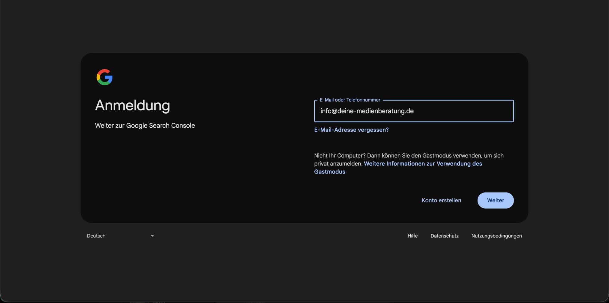 Google Search Console Einrichtung Schritt 2
