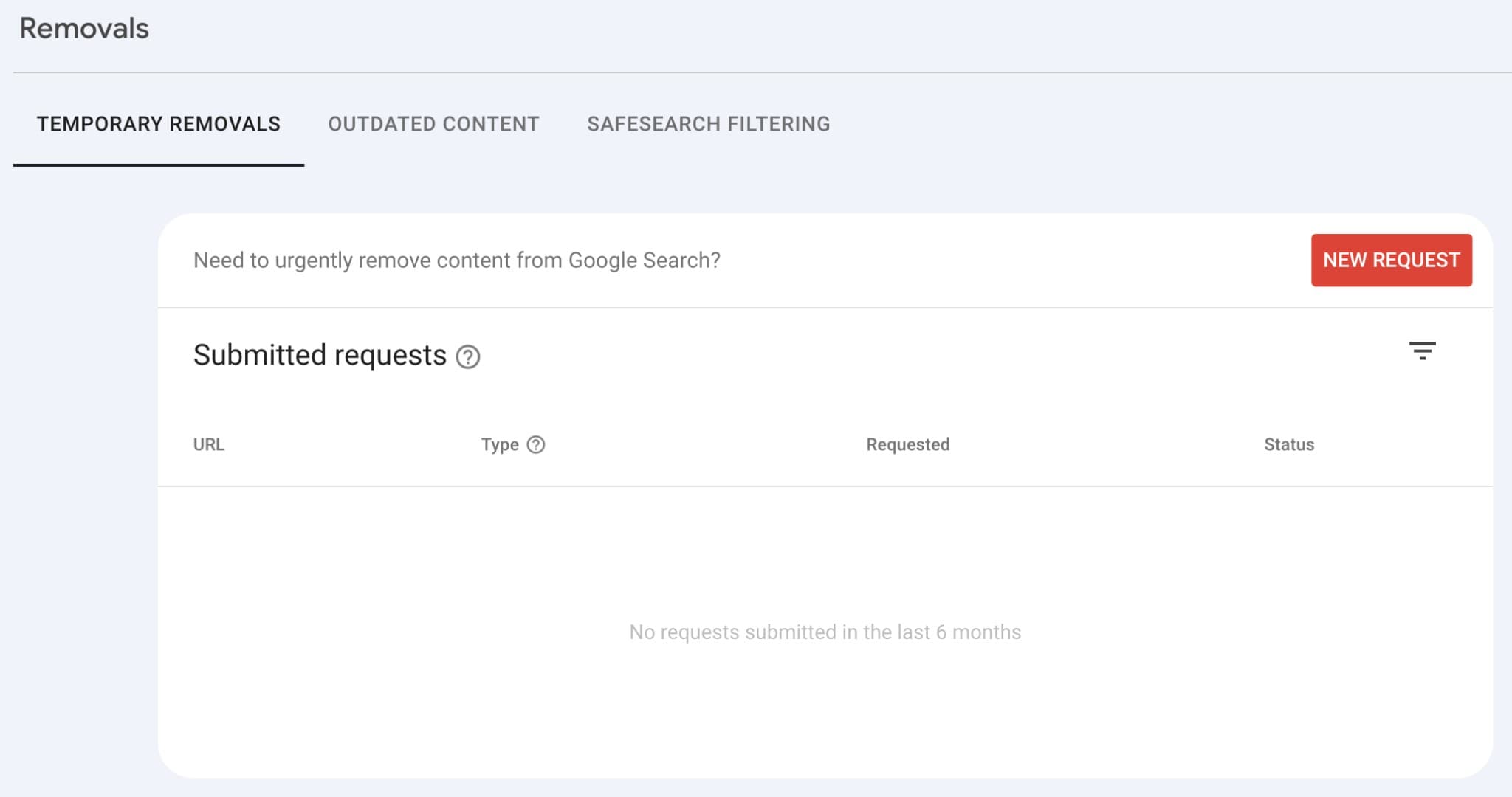 Google Search Console Entfernen Temporäre Entfernungsanfragen