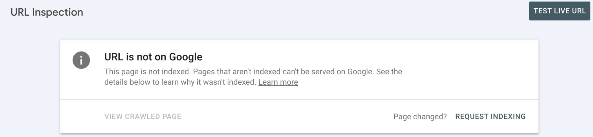 Google Search Console URL Prüfung Ergebnis wenn Seite nicht indexiert